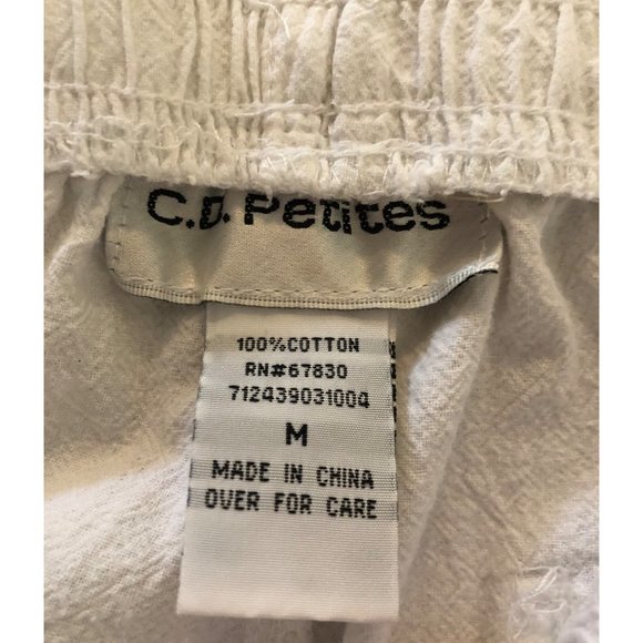 C.D. Petites Women’s Size Medium White Capri Pants Elastic Waist Drawstring - Picture 7 of 8